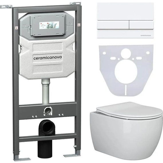 Инсталляция с подвесным унитазом Ceramicanova Play Rimless CN3001_1002W_1000 - фото 