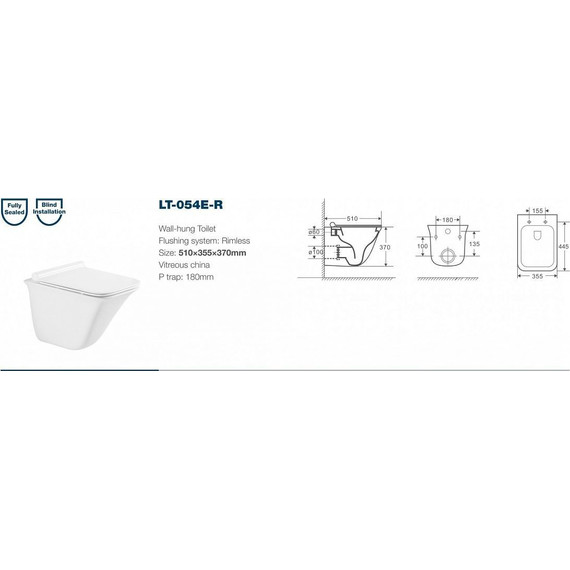 Инсталляция с подвесным унитазом комплект: Grohe Rapid SL 38772001 с подвесным безободковым унитазом Azario Felice 0054 сиденье микролифт, крепление, кнопка смыва хром - фото 9