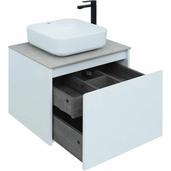 Тумба подвесная со столешницей Aquanet Nova Lite 60 см 242574 (1 ящик) белый, Цвет фасада: белый - фото 9