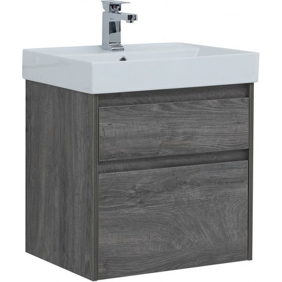 Тумба подвесная с раковиной Aquanet Nova Lite 60 см 242577 (2 ящика) дуб рошелье, Цвет фасада: дуб рошелье - фото 