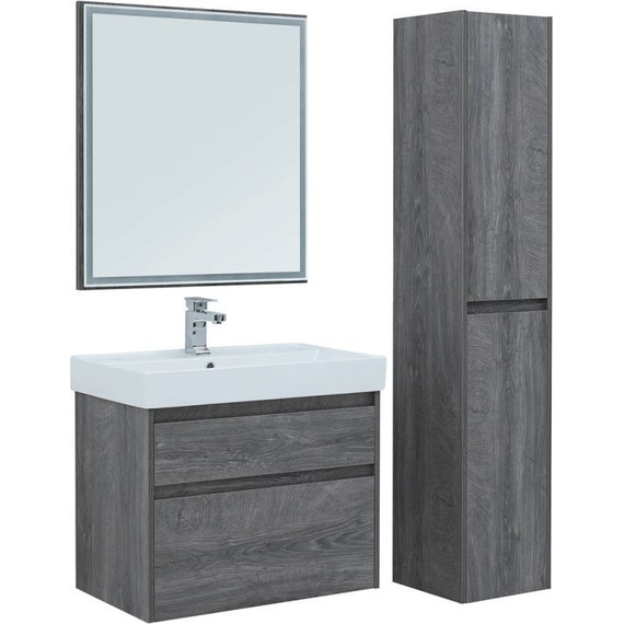 Тумба подвесная с раковиной Aquanet Nova Lite 75 см 242273 (2 ящика) дуб рошелье, Цвет фасада: дуб рошелье - фото 11