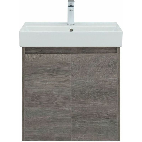 Тумба подвесная с раковиной Aquanet Nova Lite 60 см 298848 (2 дверцы) дуб рошелье, Цвет фасада: дуб рошелье - фото 