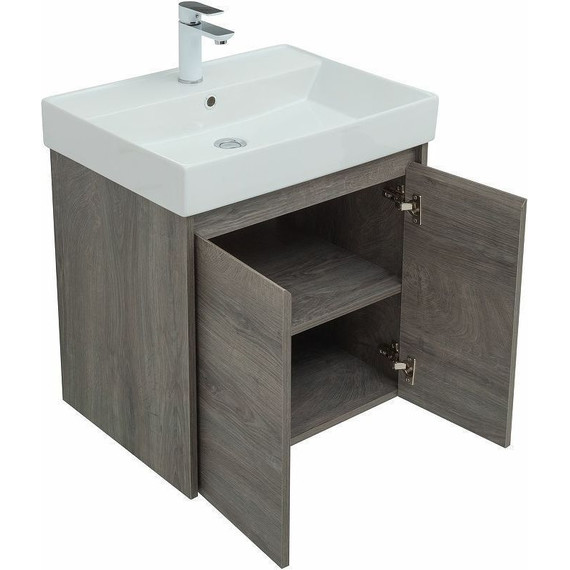 Тумба подвесная с раковиной Aquanet Nova Lite 60 см 298848 (2 дверцы) дуб рошелье, Цвет фасада: дуб рошелье - фото 11