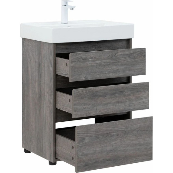 Тумба напольная с раковиной Aquanet Nova Lite 60 см 302470 (3 ящика) дуб рошелье, Цвет фасада: дуб рошелье - фото 9