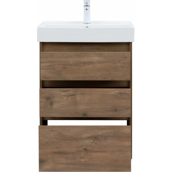 Тумба напольная с раковиной Aquanet Nova Lite 60 см 302471 (3 ящика) дуб рустикальный, Цвет фасада: тёмное дерево - фото 8
