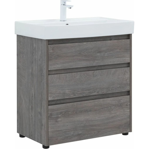 Тумба напольная с раковиной Aquanet Nova Lite 75 см 302473 (3 ящика) дуб рошелье, Цвет фасада: дуб рошелье - фото 