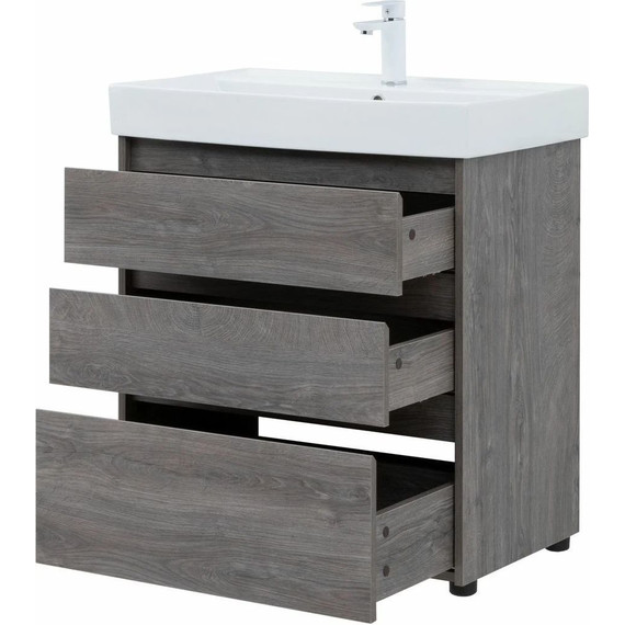 Тумба напольная с раковиной Aquanet Nova Lite 75 см 302473 (3 ящика) дуб рошелье, Цвет фасада: дуб рошелье - фото 10