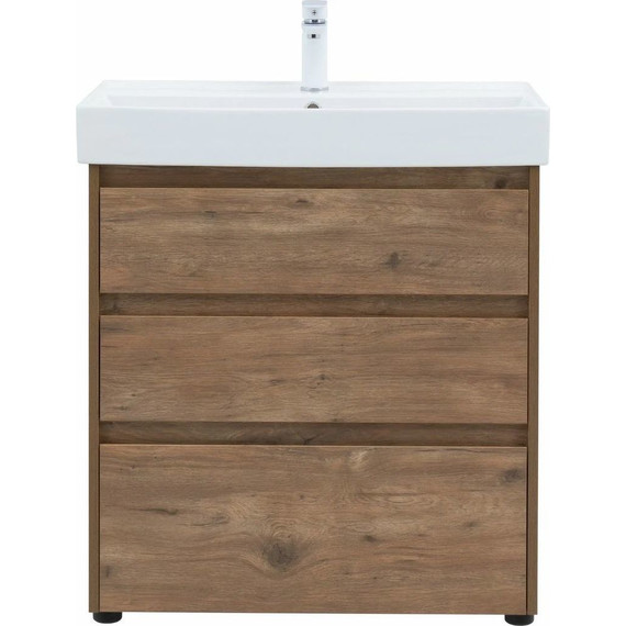 Тумба напольная с раковиной Aquanet Nova Lite 75 см 302474 (3 ящика) дуб рустикальный, Цвет фасада: тёмное дерево - фото 6