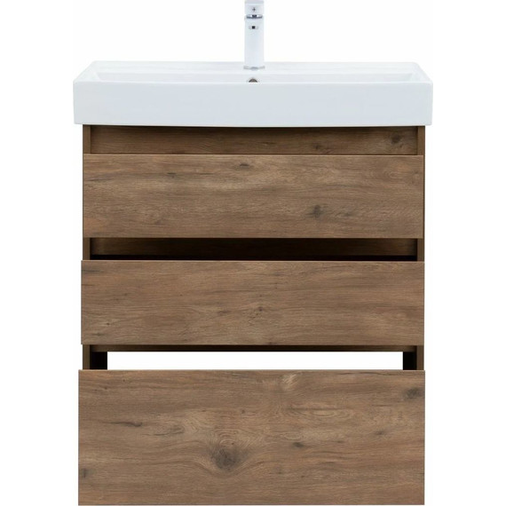 Тумба напольная с раковиной Aquanet Nova Lite 75 см 302474 (3 ящика) дуб рустикальный, Цвет фасада: тёмное дерево - фото 7