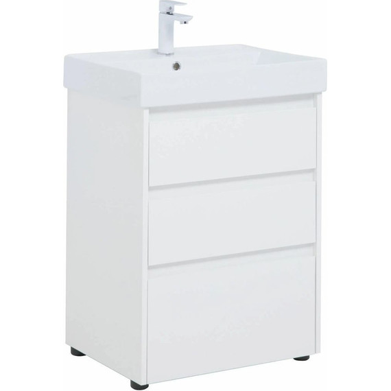 Тумба напольная с раковиной Aquanet Nova Lite 60 см 302469 (3 ящика) белый, Цвет фасада: белый - фото 