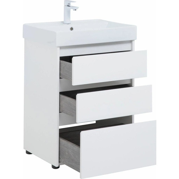 Тумба напольная с раковиной Aquanet Nova Lite 60 см 302469 (3 ящика) белый, Цвет фасада: белый - фото 9
