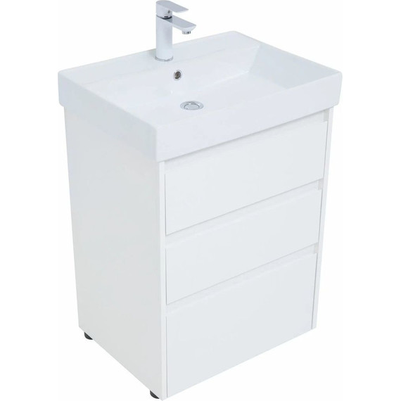 Тумба напольная с раковиной Aquanet Nova Lite 60 см 302469 (3 ящика) белый, Цвет фасада: белый - фото 11