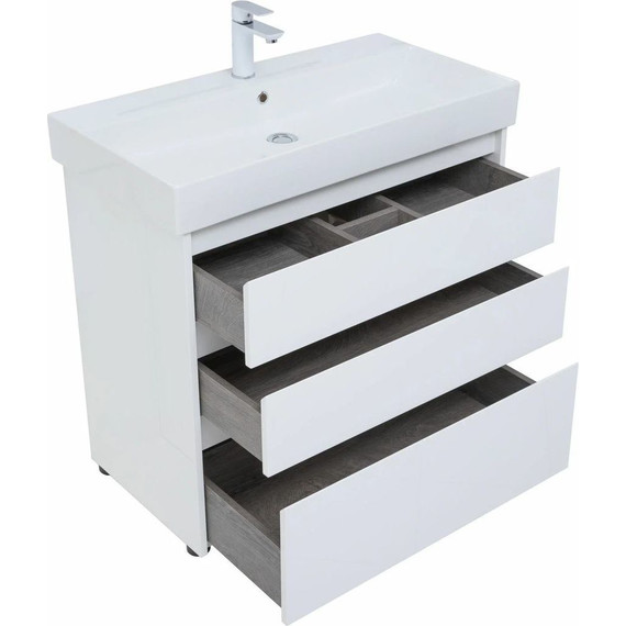 Тумба напольная с раковиной Aquanet Nova Lite 85 см 302475 (3 ящика) белый, Цвет фасада: белый - фото 10