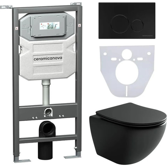 Инсталляция с подвесным унитазом Ceramicanova Metropol Rimless CN4002MB_1001B_1000 - фото 