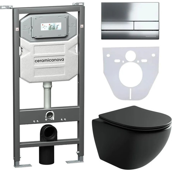 Инсталляция с подвесным унитазом Ceramicanova Metropol Rimless CN4002MB_1002CH_1000 - фото 