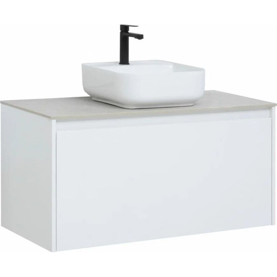 Тумба подвесная со столешницей Aquanet Nova Lite 100 см 242580 (1 ящик) белый, Цвет фасада: белый - фото 