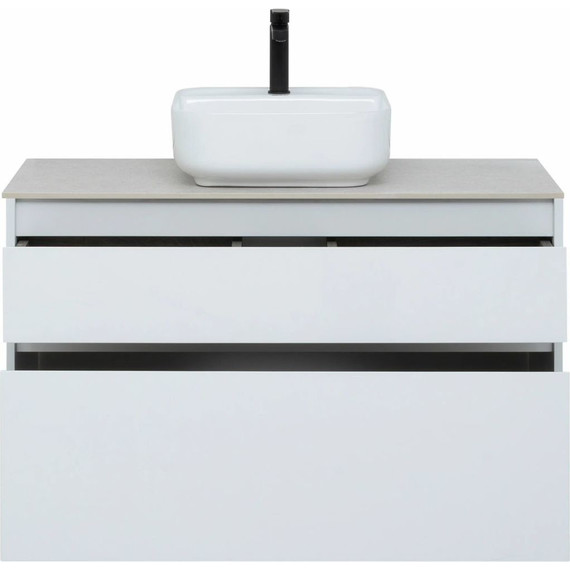 Тумба подвесная со столешницей Aquanet Nova Lite 100 см 242581 (2 ящика) белый, Цвет фасада: белый - фото 7