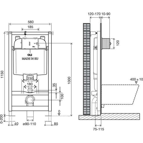 Инсталляция для унитаза Oli 74 (пневматическая) 601804 - фото 4