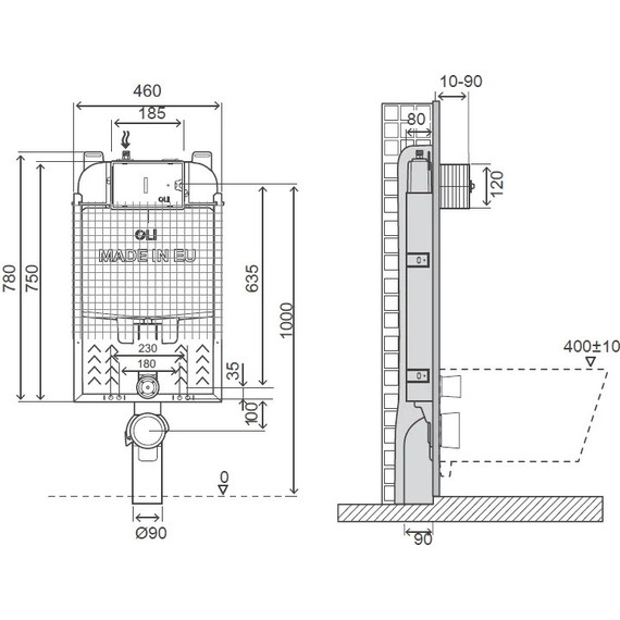 Смывной бачок скрытого монтажа Oli 74 Simflex (под механическую панель слива) 601901 - фото 2