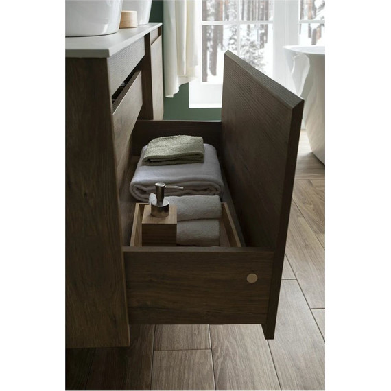 Тумба подвесная со столешницей Aquanet Nova Lite 100 см 249520 (1 ящик) дуб рустикальный, Цвет фасада: тёмное дерево - фото 12