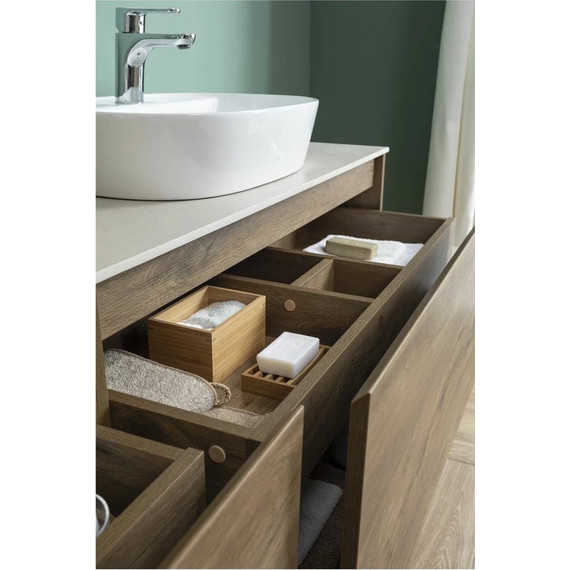 Тумба подвесная со столешницей Aquanet Nova Lite 100 см 249520 (1 ящик) дуб рустикальный, Цвет фасада: тёмное дерево - фото 15