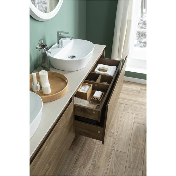 Тумба подвесная со столешницей Aquanet Nova Lite 100 см 249520 (1 ящик) дуб рустикальный, Цвет фасада: тёмное дерево - фото 17