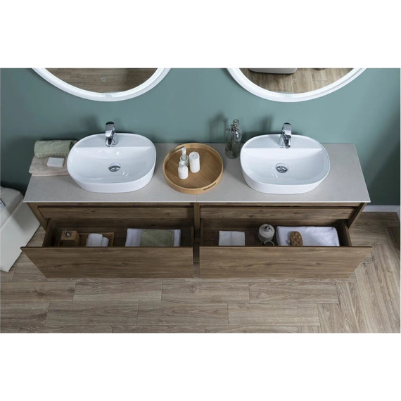 Тумба подвесная со столешницей Aquanet Nova Lite 100 см 249520 (1 ящик) дуб рустикальный, Цвет фасада: тёмное дерево - фото 18