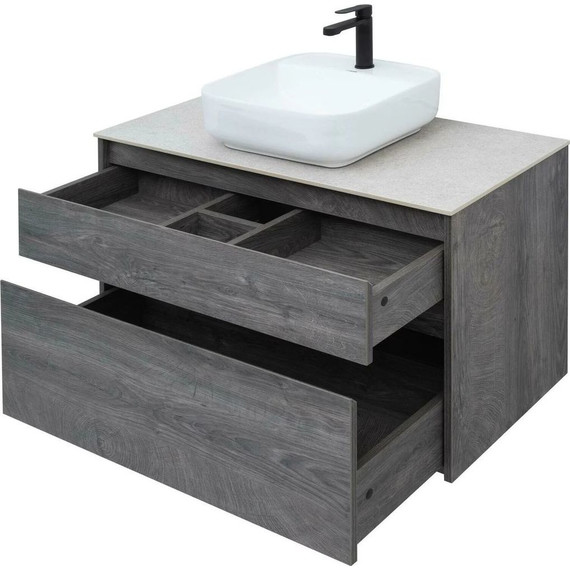 Тумба подвесная со столешницей Aquanet Nova Lite 100 см 242582 (2 ящика) дуб рошелье, Цвет фасада: дуб рошелье - фото 7