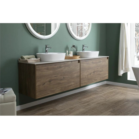 Тумба подвесная со столешницей Aquanet Nova Lite 100 см 249520 (1 ящик) дуб рустикальный, Цвет фасада: тёмное дерево - фото 9