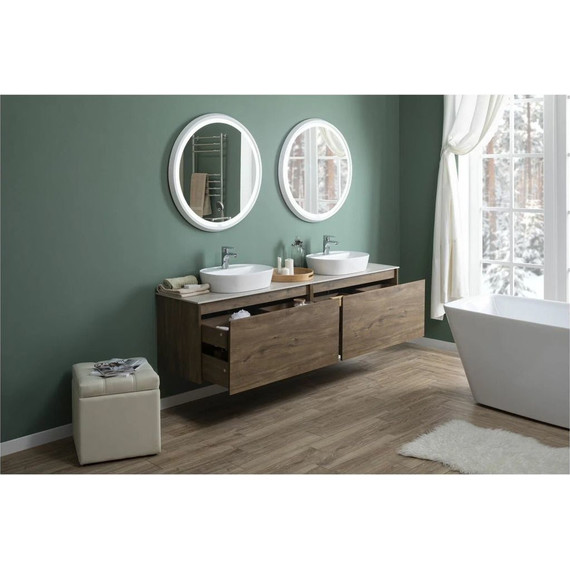 Тумба подвесная со столешницей Aquanet Nova Lite 100 см 249520 (1 ящик) дуб рустикальный, Цвет фасада: тёмное дерево - фото 10