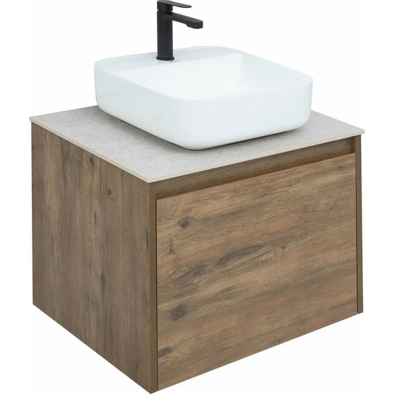 Тумба подвесная со столешницей Aquanet Nova Lite 60 см 249511 (1 ящик) дуб рустикальный, Цвет фасада: тёмное дерево - фото 7