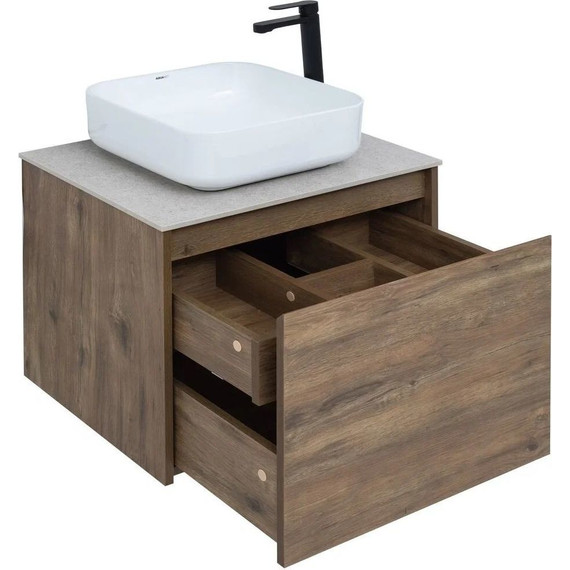 Тумба подвесная со столешницей Aquanet Nova Lite 60 см 249511 (1 ящик) дуб рустикальный, Цвет фасада: тёмное дерево - фото 10