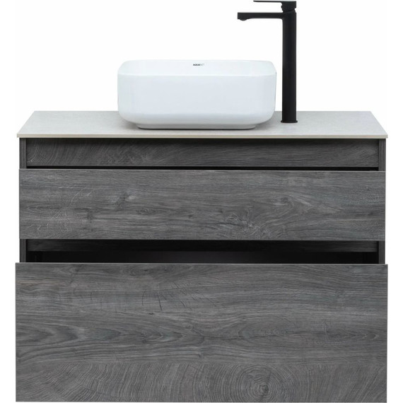 Тумба подвесная со столешницей Aquanet Nova Lite 90 см 242267 (2 ящика) дуб рошелье, Цвет фасада: дуб рошелье - фото 5