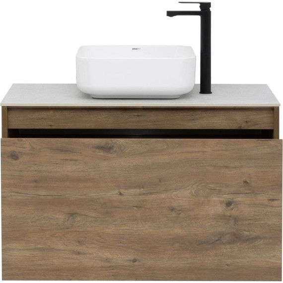 Тумба подвесная со столешницей Aquanet Nova Lite 90 см 249517 (1 ящик) дуб рустикальный, Цвет фасада: тёмное дерево - фото 4