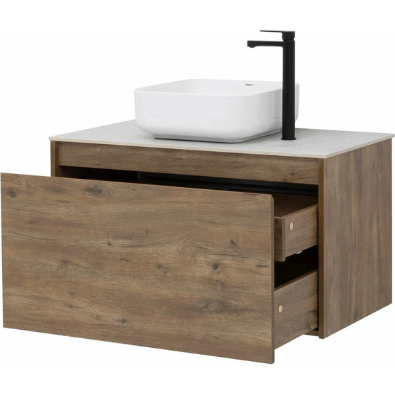 Тумба подвесная со столешницей Aquanet Nova Lite 90 см 249517 (1 ящик) дуб рустикальный, Цвет фасада: тёмное дерево - фото 5