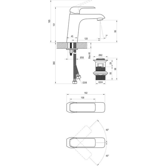 Смеситель для раковины Ravak Flat - FL 013.20 X070172, чёрный матовый - фото 4