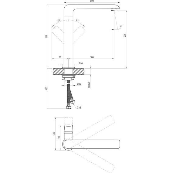 Смеситель для раковины высокий Ravak Flat - FL 016.20 X070174, чёрный матовый - фото 4