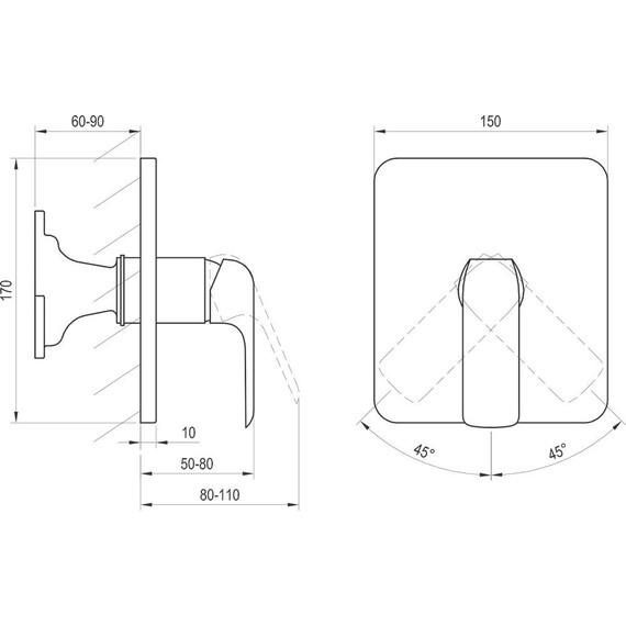 Смеситель для душа Ravak Flat - FL 066.20 X070180+X070139, чёрный матовый - фото 5