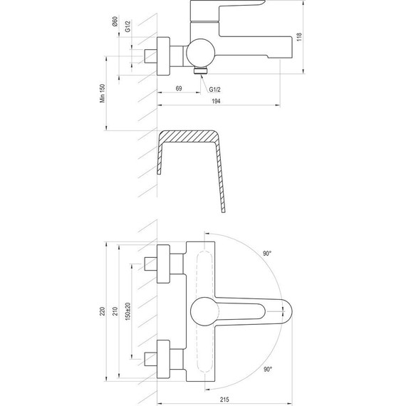 Смеситель для ванны Ravak Puri X070185, чёрный матовый - фото 6
