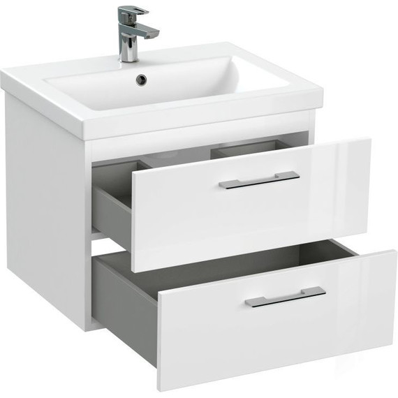 Тумба подвесная с раковиной Cersanit Lara 60 см 64133, 2 ящика, белый - фото 10