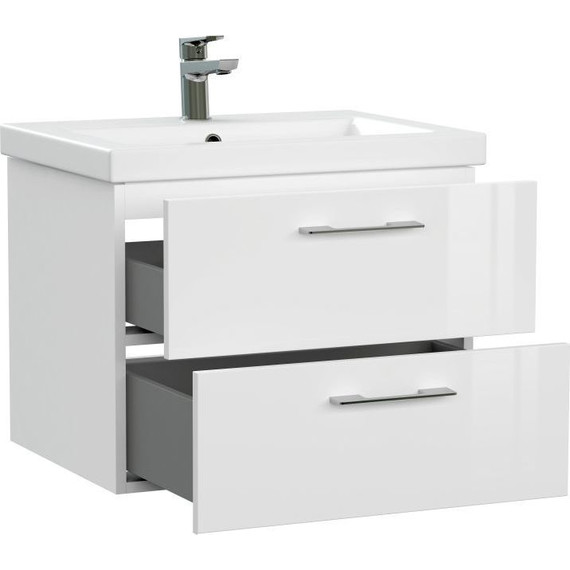 Тумба подвесная с раковиной Cersanit Lara 60 см 64133, 2 ящика, белый - фото 11