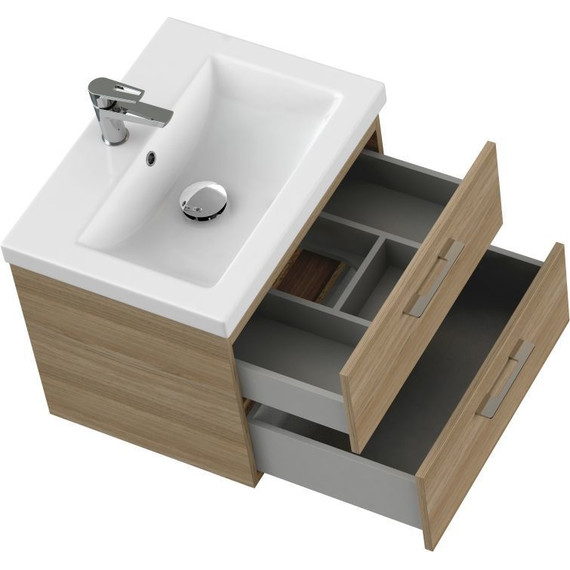 Тумба подвесная с раковиной Cersanit Lara 60 см 64134, орех - фото 8