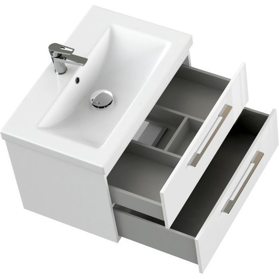 Тумба подвесная с раковиной Cersanit Lara 70 см 64135, 2 ящика, белый - фото 8