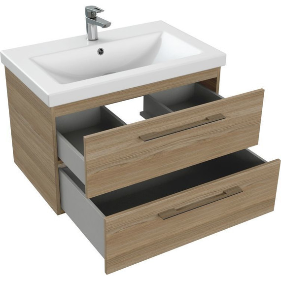 Тумба подвесная с раковиной Cersanit Lara 70 см 64136, орех - фото 7