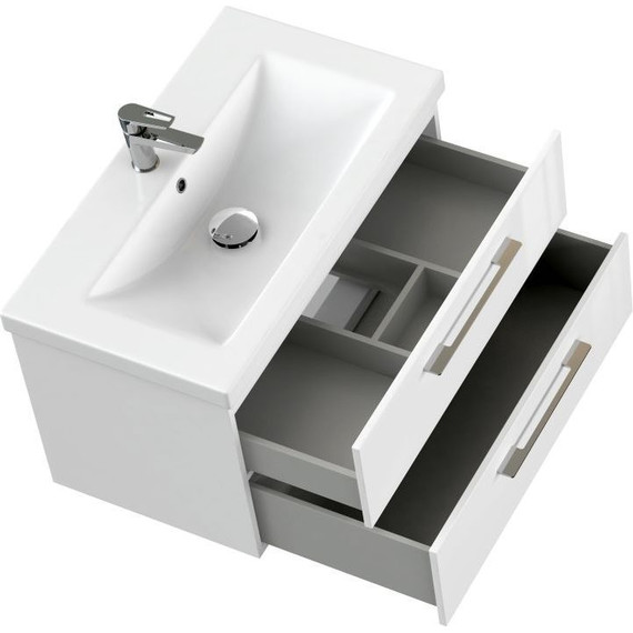 Тумба подвесная с раковиной Cersanit Lara 80 см 64137, 2 ящика, белый - фото 8