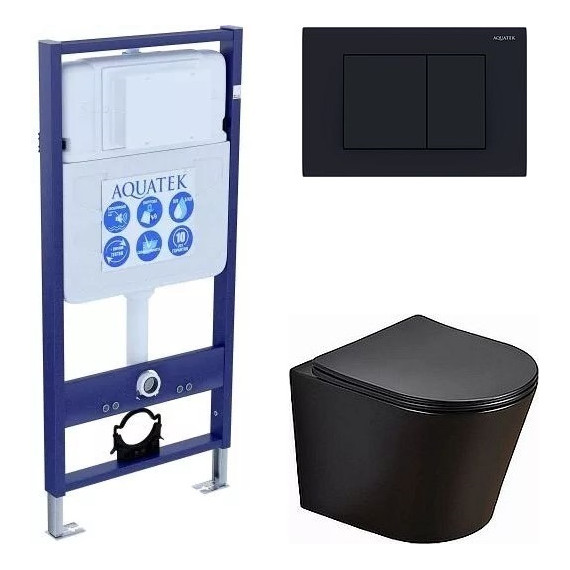 Инсталляция Aquatek Standart 50 с подвесным безободковый унитазом Azario Teramo - фото 