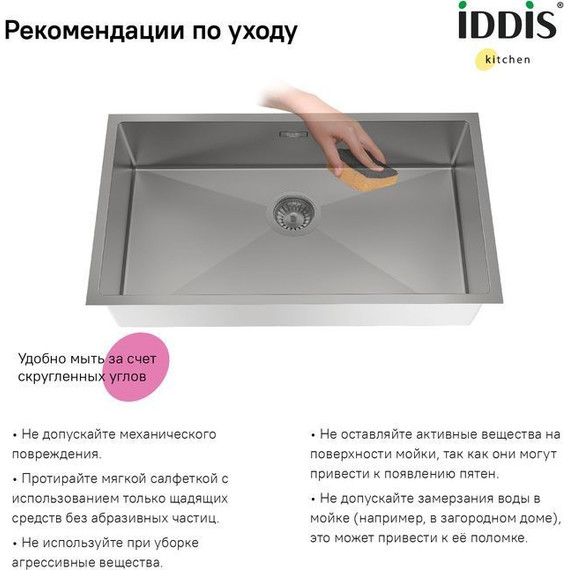 Кухонная мойка Iddis Edifice EDI74G0i77 1,2 мм, графит - фото 10