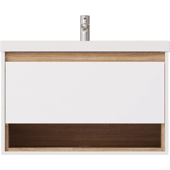 Тумба подвесная с раковиной Mirsant Scandy 80 см, белый - фото 