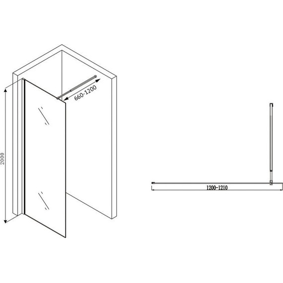 Душевая перегородка Abber Immer Offen 120 см AG61120B8 (стекло 8 мм), черный/прозрачное - фото 3