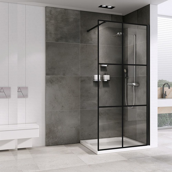 Душевая перегородка Abber Immer Offen 100 см AG62100B8 (стекло 8 мм), черный/прозрачное - фото 